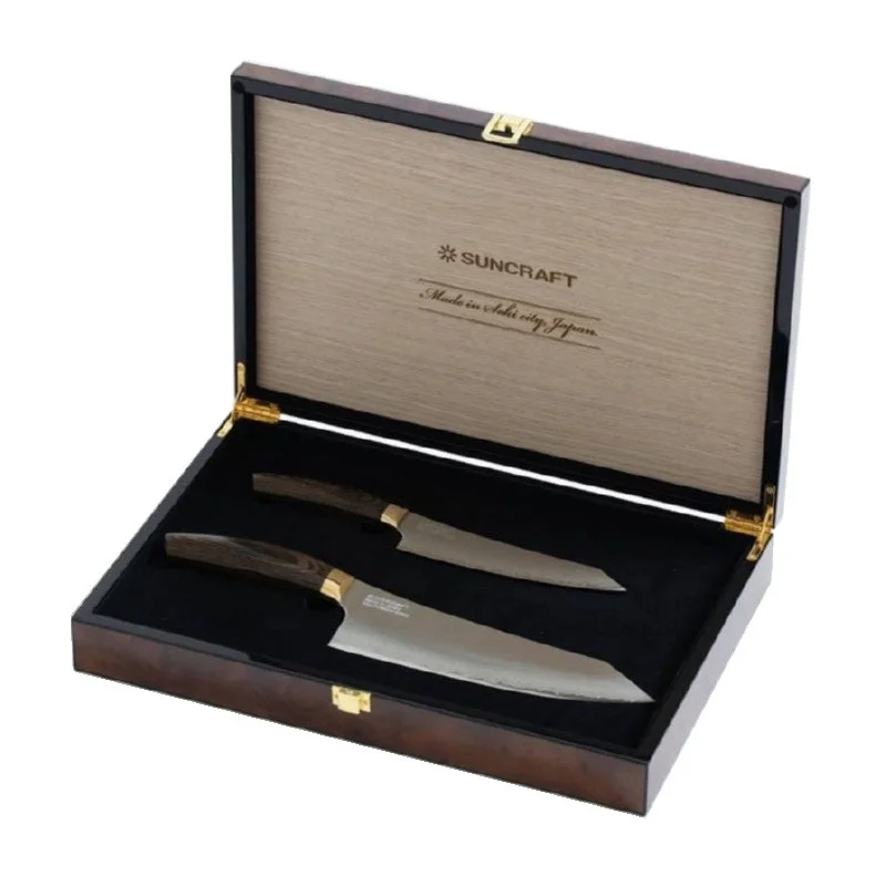 PEILIS 15 CM, KSK-SET2 Japoniško plieno peilių rinkinys Suncraft Elegancia, 2 vnt., Šefo peilis 20 cm + Universalus peilis 15 cm, KSK-SET2