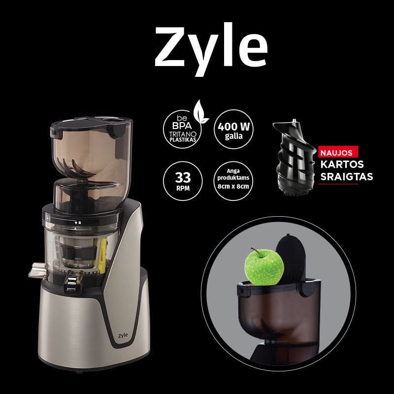 Lėtaeigė sulčiaspaudė Zyle ZY016SSJ, su didele maisto įdėjimo anga