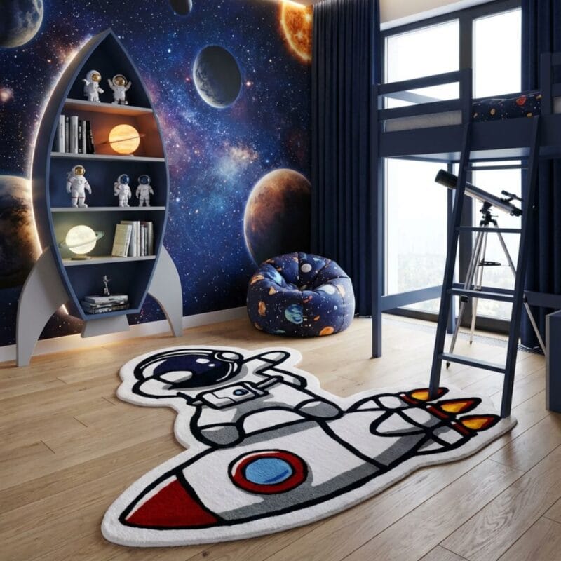 Rankų darbo kilimas "Kosmosas" 150x146cm