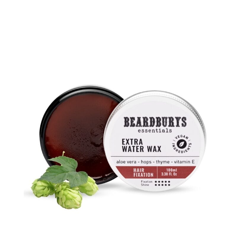 Beardburys ESSENTIALS EXTRA WATER stiprios fiksacijos vaškas plaukams, 100 ml