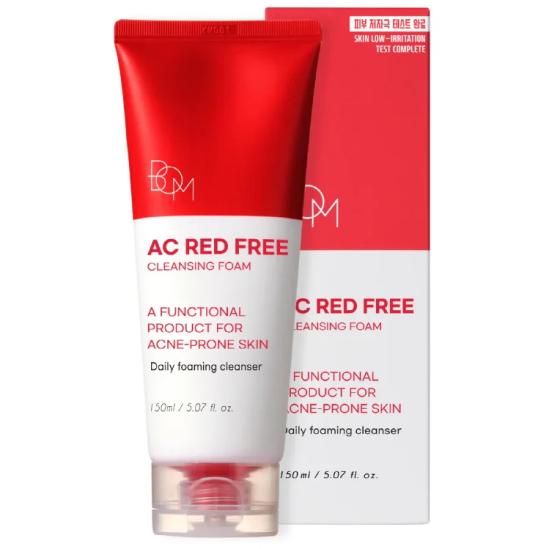 BOM Ac Red Free Cleansing Foam - valomosios veido putos, 150 ml