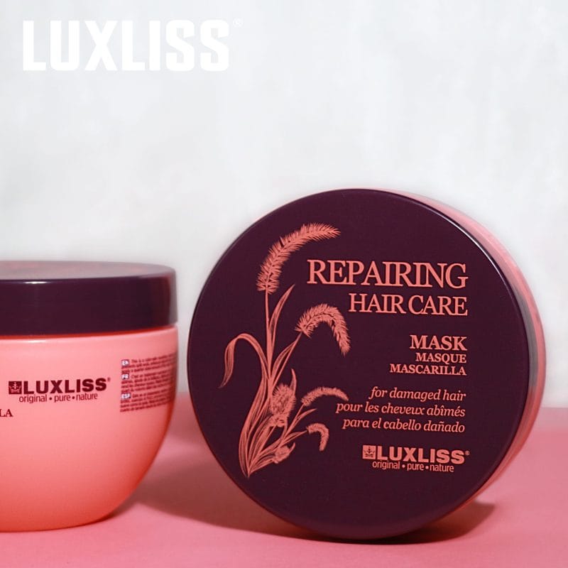 LUXLISS kaukė atstatomoji pažeistiems plaukams Keratin & Collagen, 250 ml