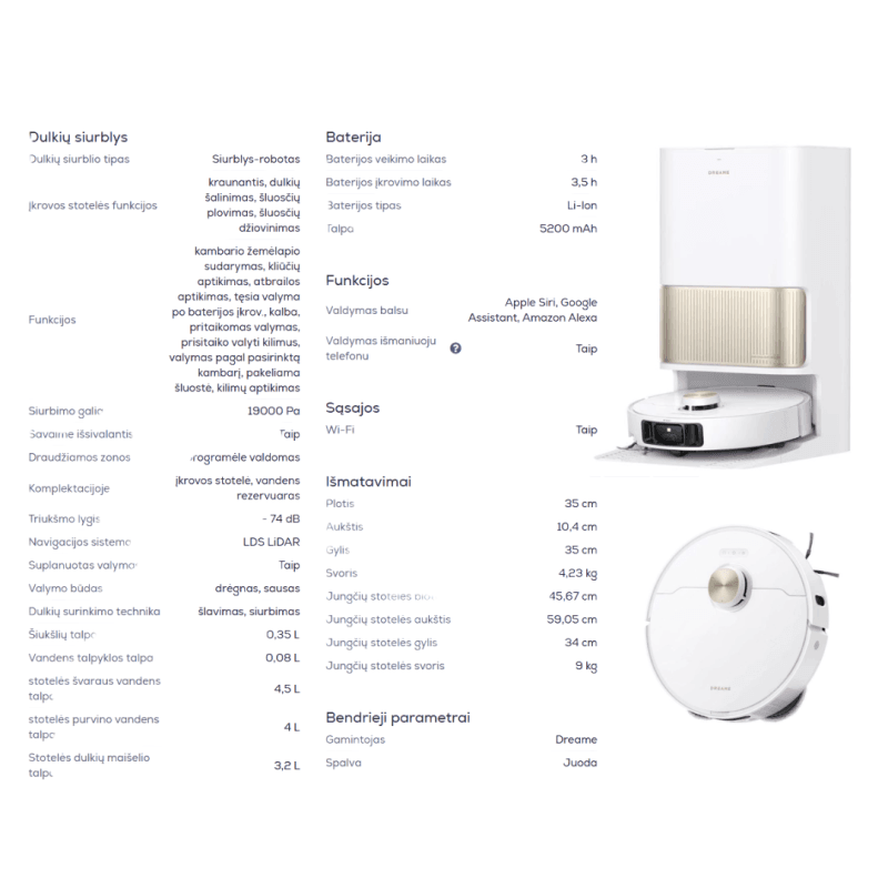 Dreame L40S PRO ULTRA WHITE RLL74CE (1) Dreame L40S PRO ULTRA WHITE RLL74CE dulkių siurblys robotas