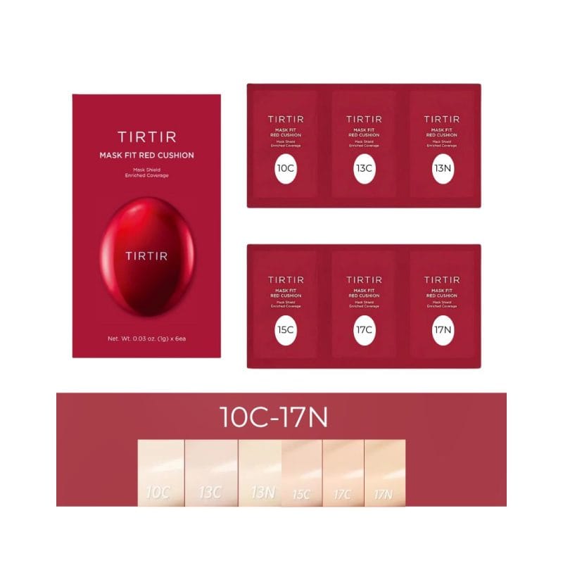 TIRTIR Mask Fit Red Cushion Foundation 6 Colors Kit 6 spalvų mėginukų rinkinys 10C-17N