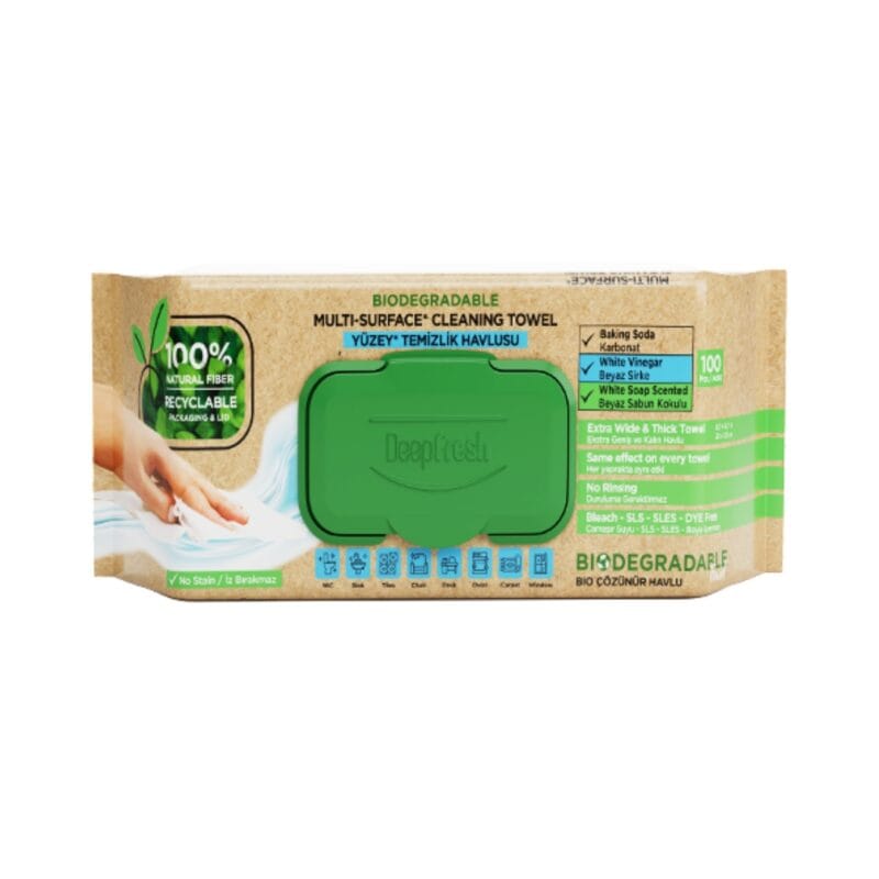 DEEP FRESH Deep Fresh universalios paviršių valymo drėgnos ekologiškos servetėlės, 100 vnt