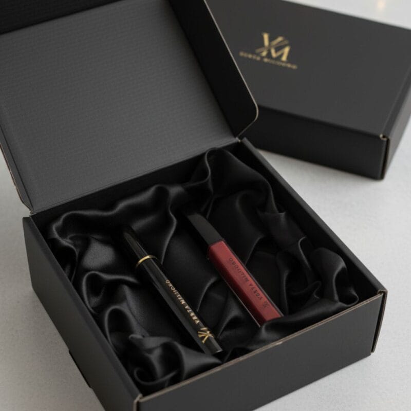 VERTA MILIJONO „BOLD BLOOM“ JUODO Blakstienų tušo ir 03 LOVELY PINK lūpdažio rinkinys NB dėžutėje