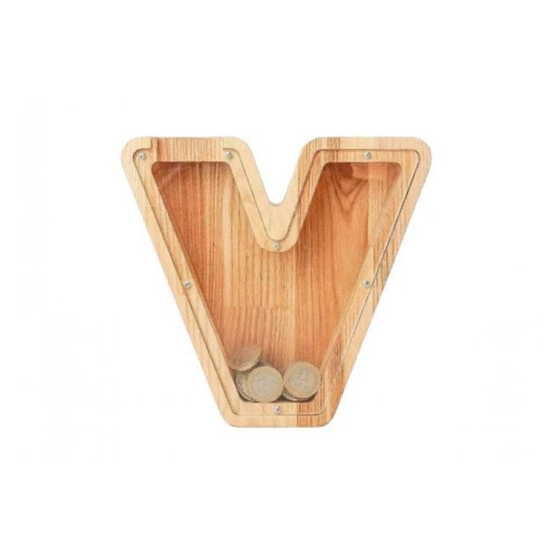 PromiDesign medinė maža taupyklė V raidė