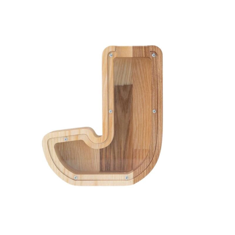 PromiDesign medinė maža taupyklė J raidė